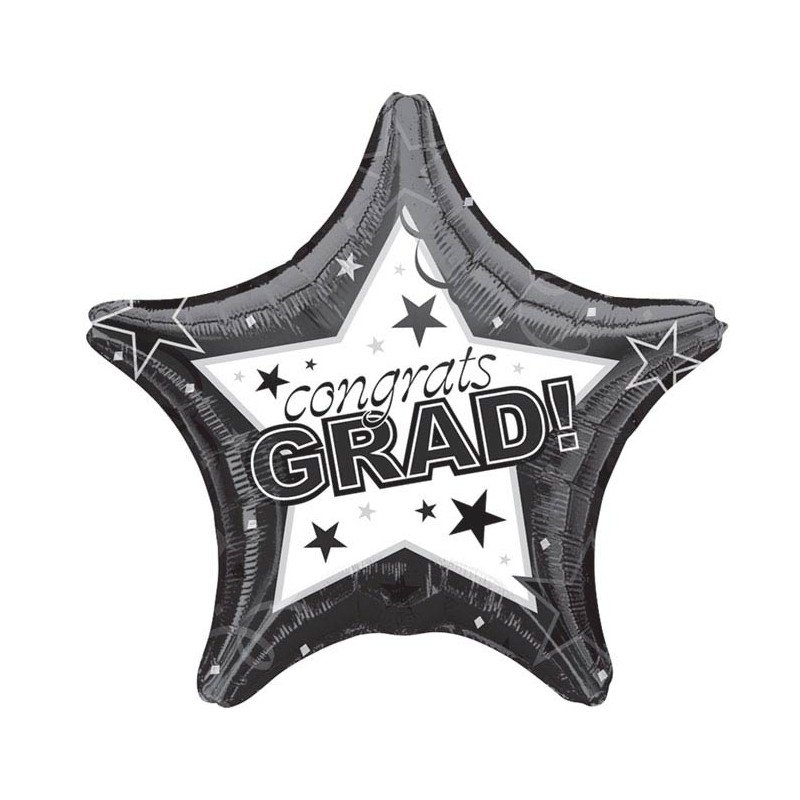Estrella de Graduación Negro y Blanco 19"