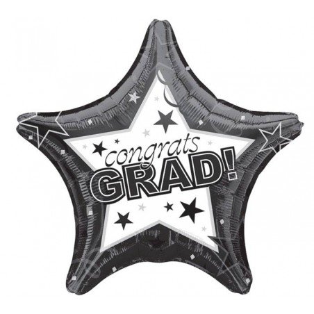 Estrella de Graduación Negro y Blanco 19"